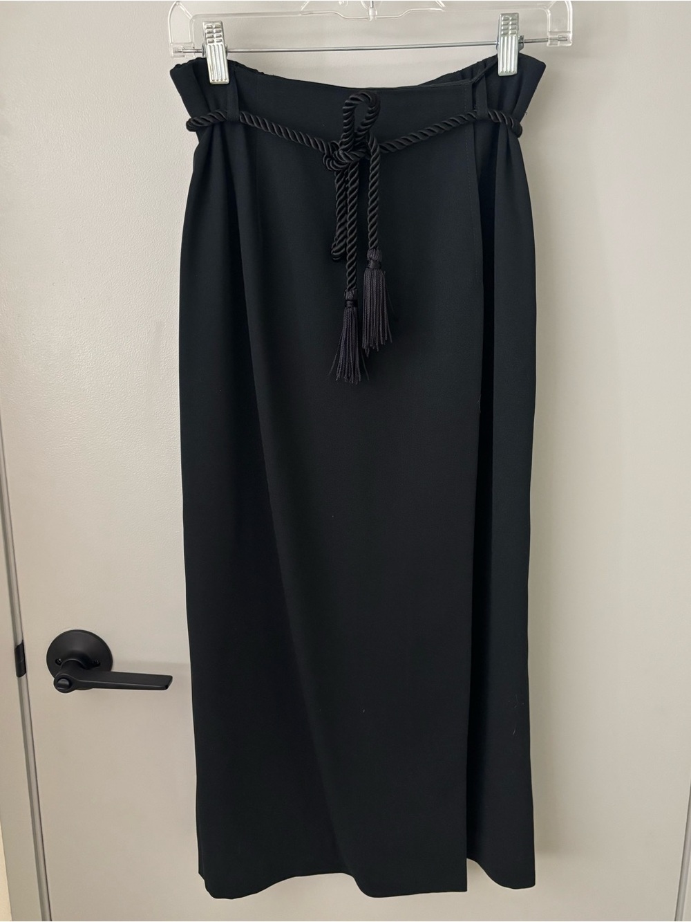 Vintage Leslie Fay Sport Black Midi Maxi Skirt With Rope Belt Small
